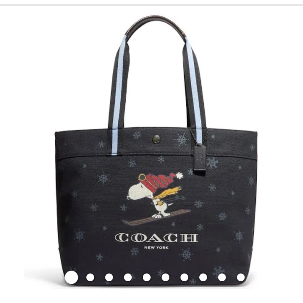 coach x peanuts ski snoopy canvas tote